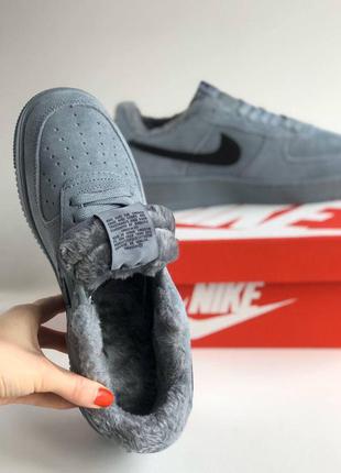 Зимние кроссовки nike air force 1 "grey" winter на меху8 фото