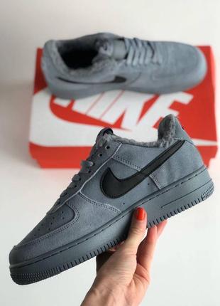 Зимние кроссовки nike air force 1 "grey" winter на меху6 фото