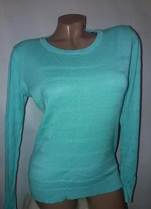 Тоненький натуральный бирюзовый свитер