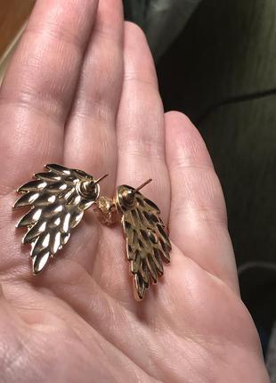 Сережки джекеты серьги вкрутки под золото крылья ангела6 фото