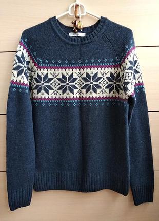 38р. шерстяной джемпер кофта-реглан  с рисунком colin's