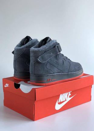 Зимние кроссовки nike air force mid grey на меху3 фото