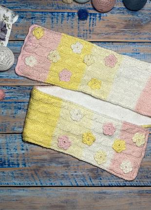 В'язаний шарф,з вивороту на флісі