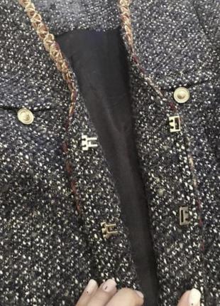 Твидовый, шерстяной укороченый пиджак3 фото