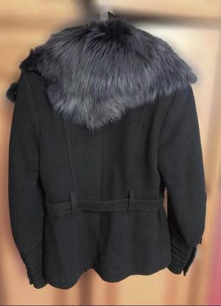 Чёрное двубортное кашемировое пальто2 фото