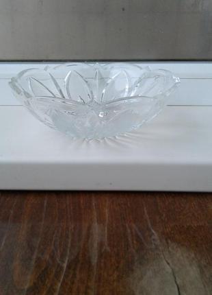 Круглая хрустальная ваза салатница конфетница фруктовница  винтаж ссср нюансы2 фото