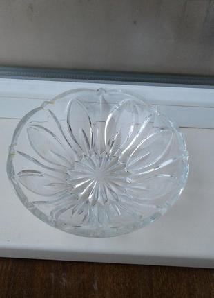 Круглая хрустальная ваза салатница конфетница фруктовница  винтаж ссср нюансы3 фото
