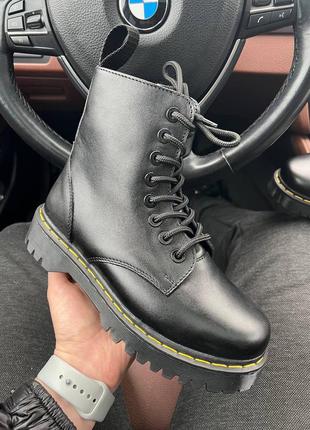 Dr.martens jadon zip fur (хутро) женские кожанные ботинки доктор мартинс