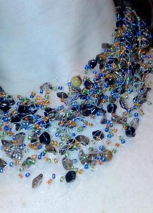 Роскошные бусы "тигровый глаз", "воздушка"