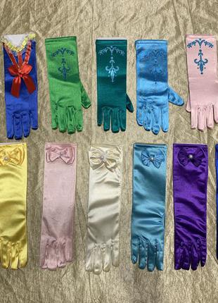 Атласные перчатки корона волшебная палочка для принцессы золушки белль белоснежки анны эльзы1 фото