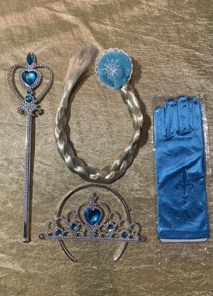 Атласные перчатки корона волшебная палочка для принцессы золушки белль белоснежки анны эльзы9 фото