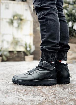 Nike air force high black fur мужские кроссовки найк аир форс ❄️ зимние чёрные