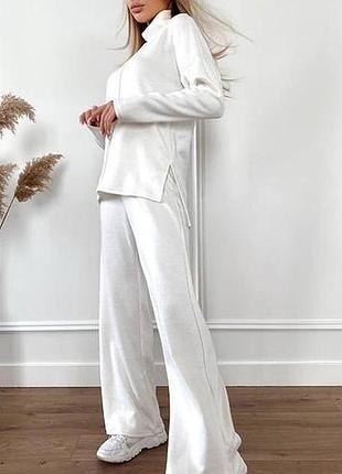 Женский теплый ангоровый костюм с брюками палаццо 4 цвета 120ко