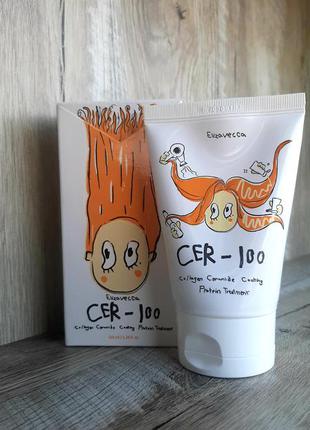 Відновлювальна маска для волосся elizavecca hair care milky piggy collagen ceramide coating protein treatment cer-100, 100 мл
