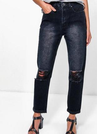 Черные "mom-jeans" boohoo4 фото