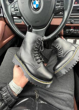 Шикарные женские зимние ботинки dr. martens jadon zip fur чёрные на меху