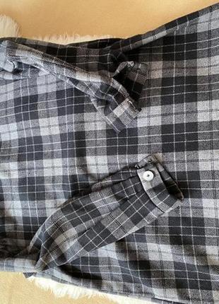 Тёплая удлинённая рубашка в клетку ручной работы