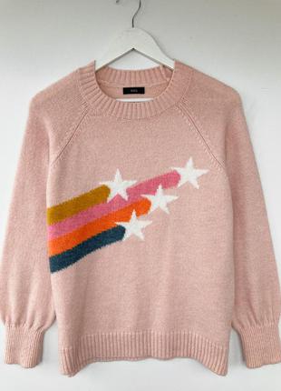 Рожевий светр з зірочками m&co 10, m принт різнокольоровий, разноцветный розовый свитер со звёздами