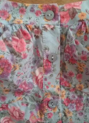 Нежная блуза на пуговицах в цветочный принт хлопок р.s-m5 фото