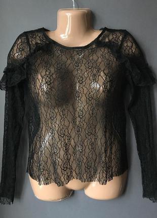 Гіпюрова блузка zara (xs-s)