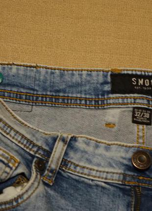 Вузькі блакитні варені джинси smog washed slim straight denim німеччина 32/30 р.4 фото
