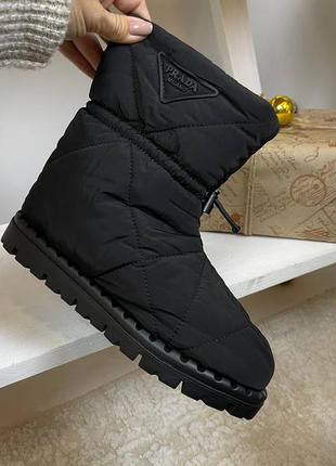 Дутики чоботи жіночі чорні брендові люкс в стиле prada6 фото