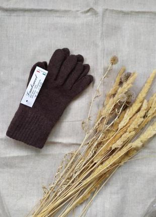 Жіночі коричневі вовняні / кашемірові  рукавички італія