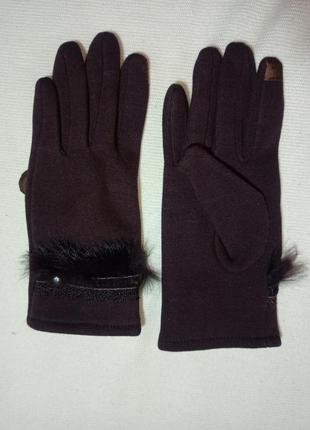 Женские  перчатки. коричневые перчатки. теплые перчатки5 фото