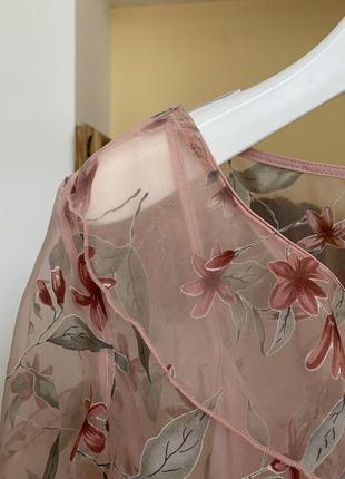 Шикарная блузка органза рюша волан наряд исходный праздничный цветок прозрачная only ❤️2 фото