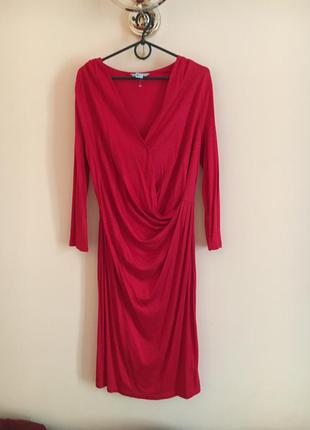 Батал большой размер стильное натуральное нарядное красное платье платьице плаття сукня