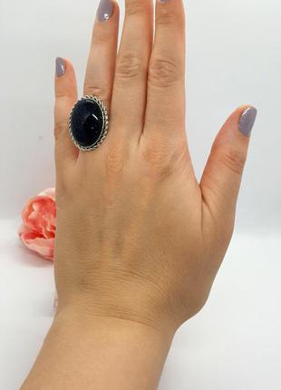 ✨💙 овальное кольцо в винтажном стиле овал авантюрин синий ночь каира6 фото