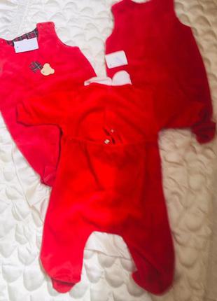 На новый год италия красивый брендовый костюмчик человек боди велюр ( хлопок) на 1 месяц