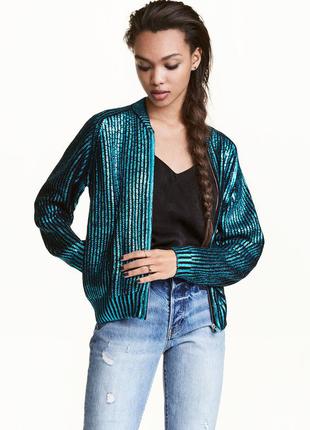 H&amp;m кофта с напылением! бирюза металлик!