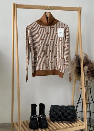 Красивый свитер с шерстью в модный принт flex moda🇮🇹