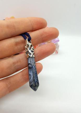 🐲✨ кулон у стилі фентезі "блакитний кристал вени дракона" натуральний камінь агат6 фото