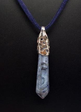 🐲✨ кулон в стиле фэнтези "голубой кристалл вены дракона" натуральный камень агат9 фото