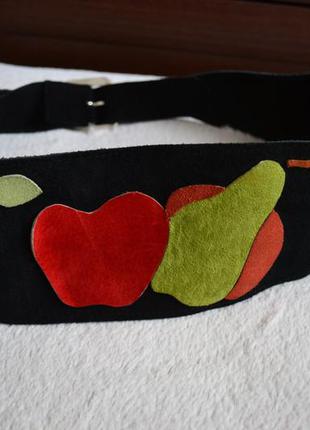 Стильный замшевый кожаный пояс на талию фрукты.1 фото