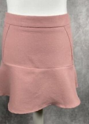 Zara trafaluc pink,цветочная жаккардовая мини-юбка с оборкой, а-силуэта, размер m5 фото