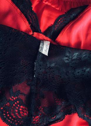 Элитная атласная рубиновая пижама майка топ/кюлоты с soft кружевом fluffy.8 фото