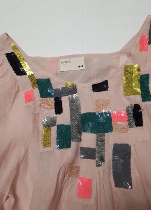 Туніка пляжна блуза з об'ємними рукавами вільна пляжна рожева в етно стилі туніка індія р s2 фото