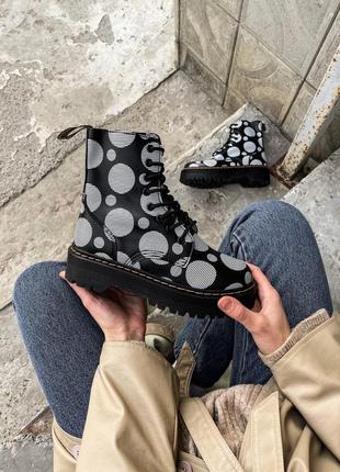 Dr. martens jadon polka black (без хутра) жіночі черевики доктор мартінс