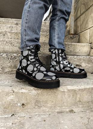 Dr. martens jadon polka black (без меха) женские ботинки доктор мартинс6 фото