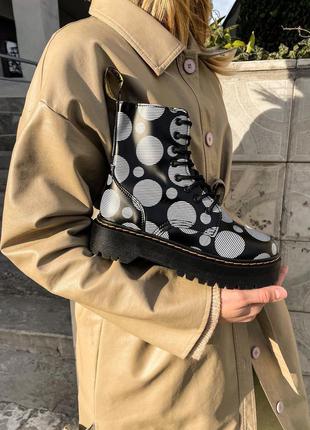 Dr. martens jadon polka black (без меха) женские ботинки доктор мартинс8 фото