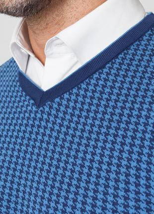 Пуловер синий в гусиную лапку arber4 фото