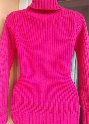 Теплий светр з подвійною горловиною принт коси uk 8-10 eur 36-383 фото