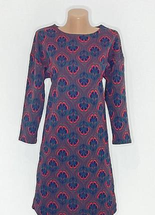 Сукня міді трикотаж ошатне рукава 3/4 реглан човник зима весна осінь класика офіс демісезонне принт пряме фактурне ділове три чверті ty