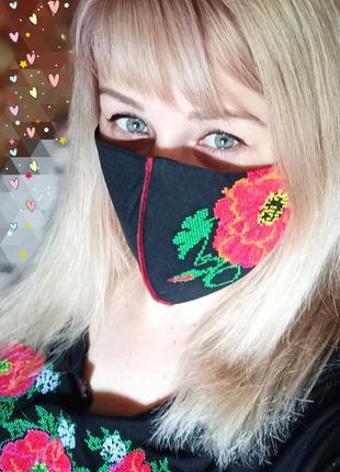 Маска с вышивкой на 100% хлопок