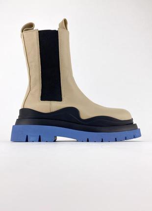 Зимние ❄️ женские ботинкиbottega veneta boots beige/blue (мех).