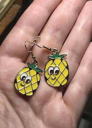 Сережки серьги ананас 🍍 милые ананасики