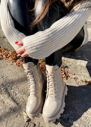 Женский высокие ботинки  кожаные, сапоги зимние внутри мех6 фото